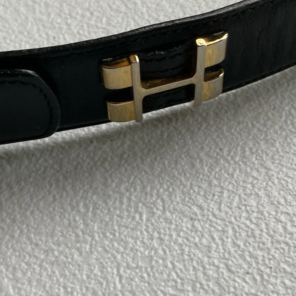 Roberto Bellido Black and Gold Leather Belt Size 36